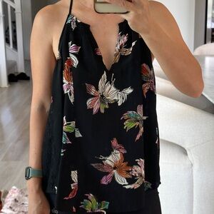 Maeve 100% silk Floral Black Sleeveless Top size small
